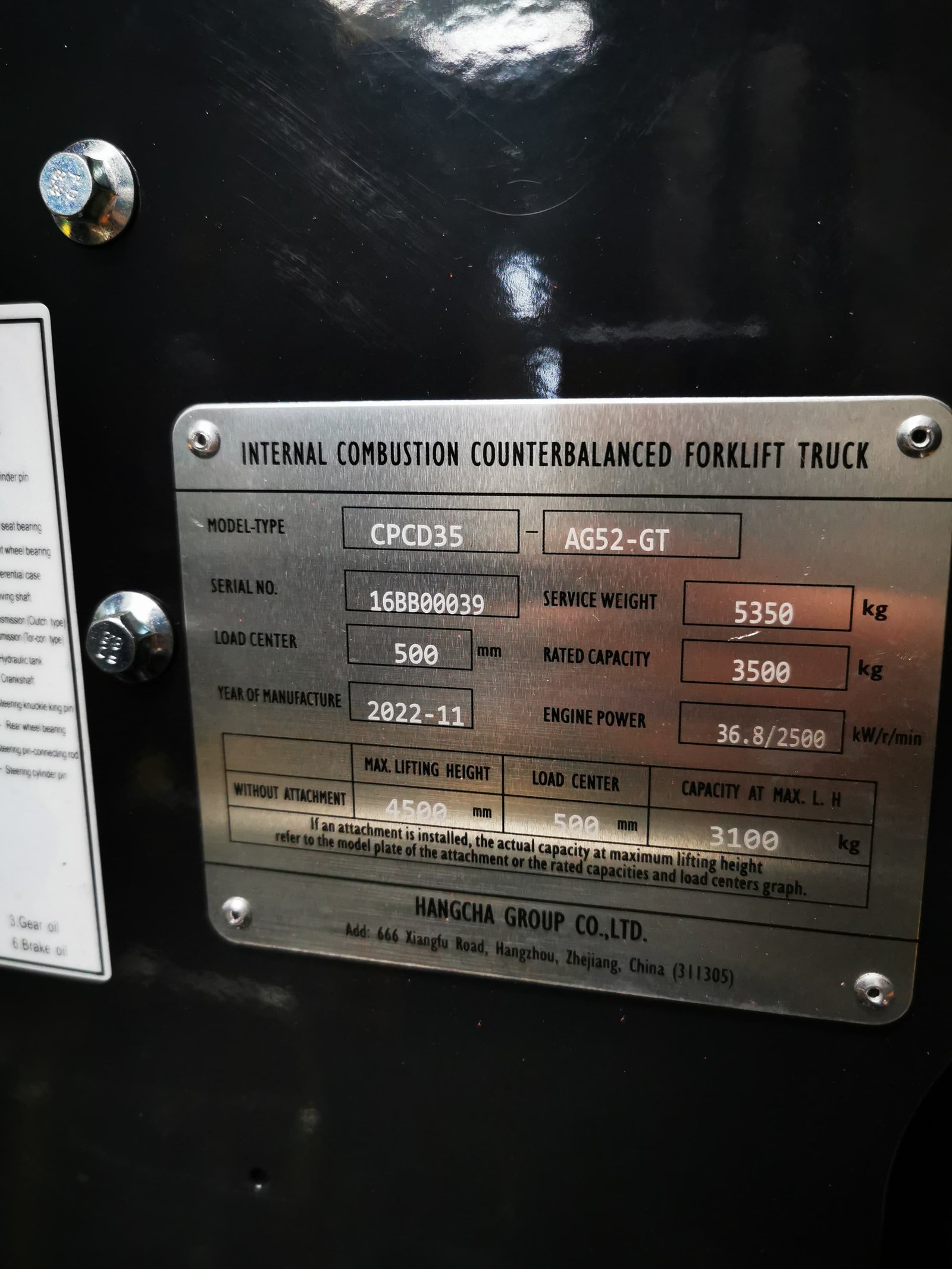 Empilhadeira Trator - Hangcha - CPCD35