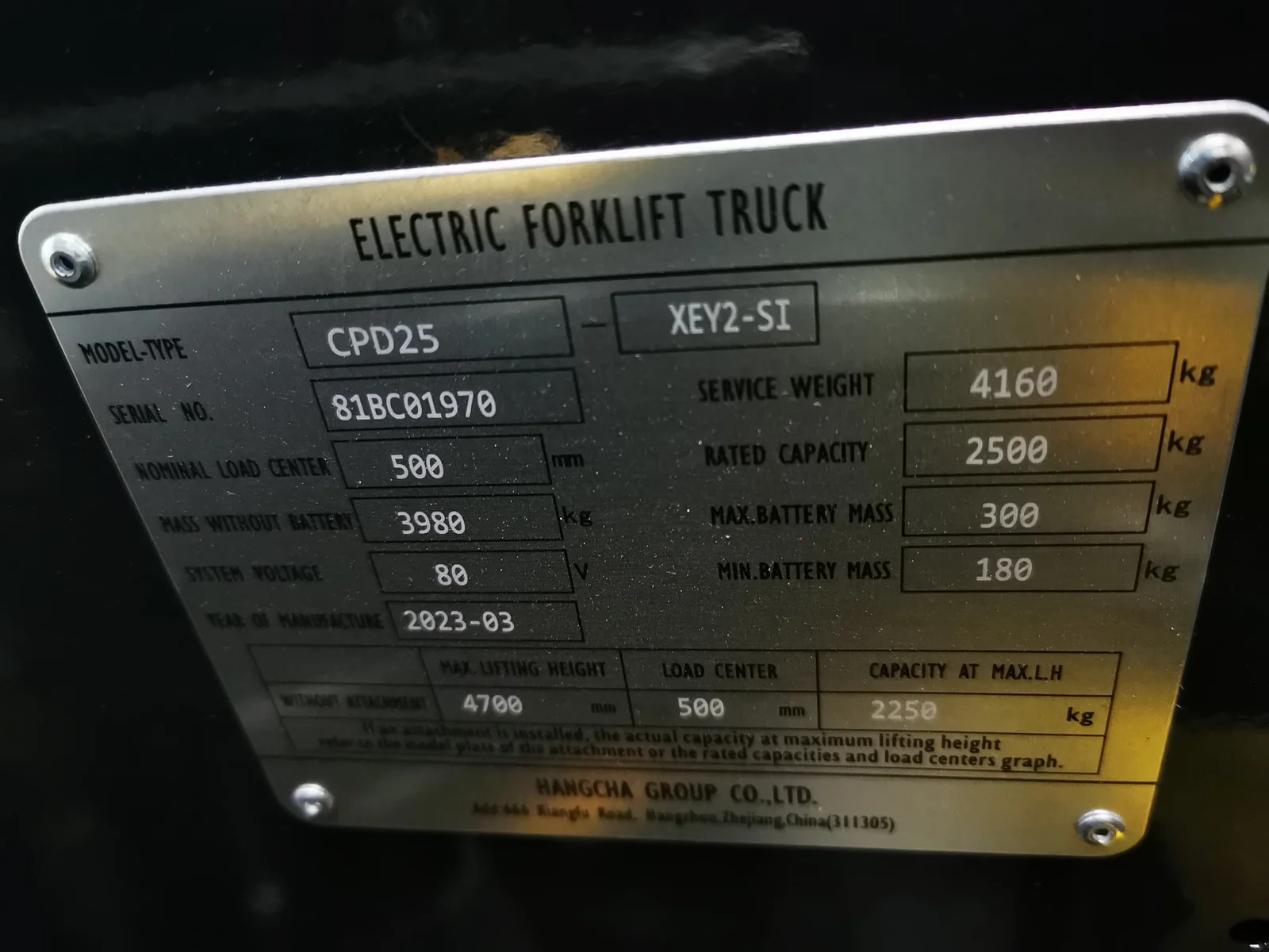 Empilhadeira Contrabalanceada - Hangcha - CPD25