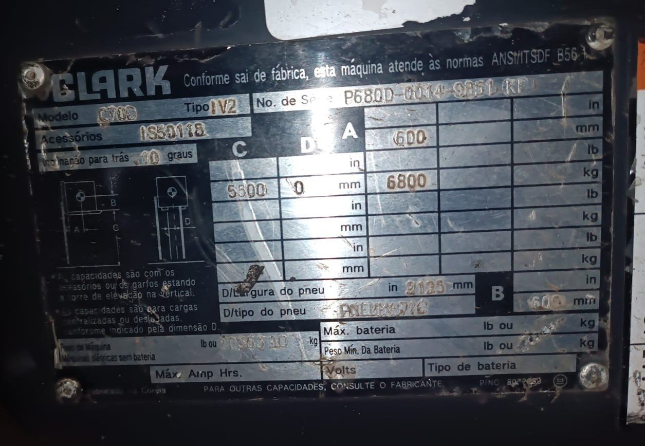 Empilhadeira Combustão - Clark - C70D