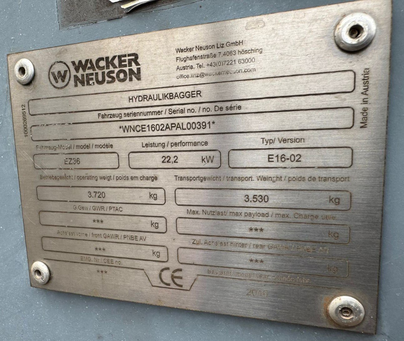 Mini Escavadeira - Wacker Neuson - EZ36