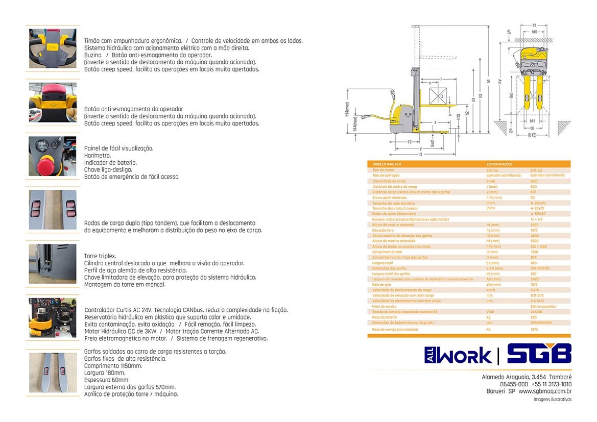 Empilhadeira Paleteira - All Work - 1545-II